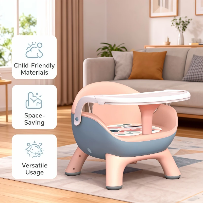 

Portable Multifunctional Children Chair Baby Seat Adjustable Removable Cushion Backrest Plastic Toddler Dining Chair Foldable