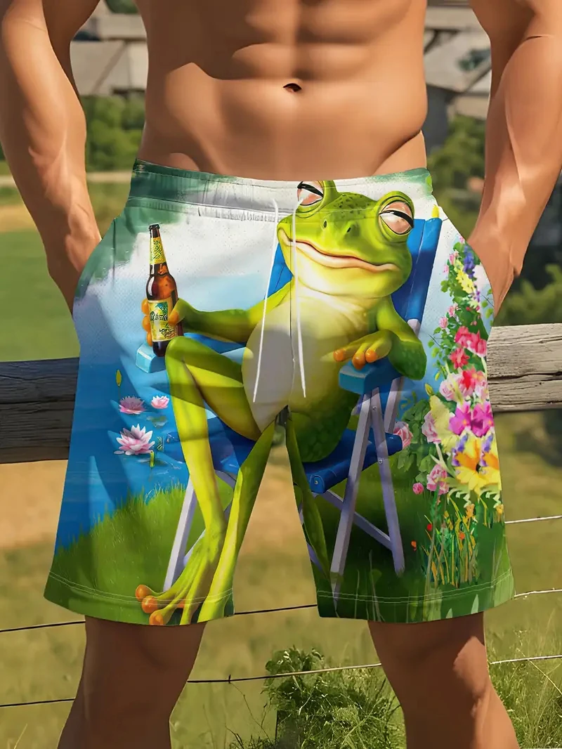 

Funny Frog Graphic 3d Print Beach Shorts Men Swim Trunks Summer Animal Sports Surfing Board Shorts Child Holiday Party Clothing