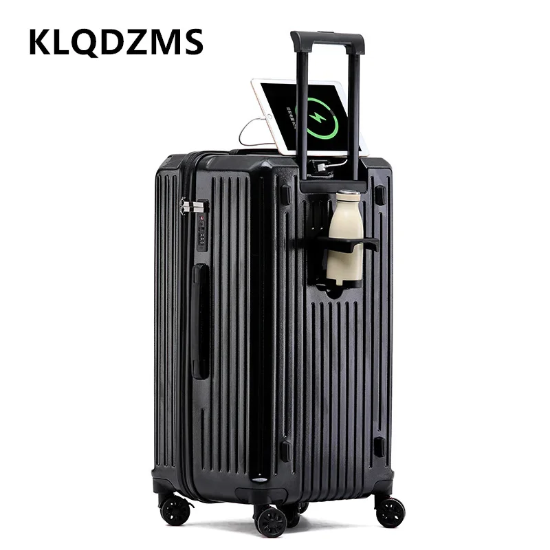 KLQDZMS-Valise à roulettes PC de grande capacité pour hommes et femmes, boîte d\'embarquement de chargement USB, bagages à main, 20 \