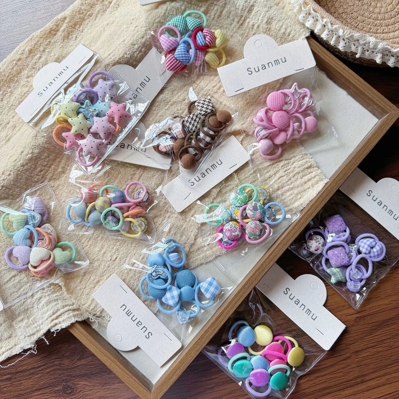 

New Kids Love Plaid Round Bean Hair Band Rubber Band Basic High Elastic Rubber Band Children's Simple Hair Rope