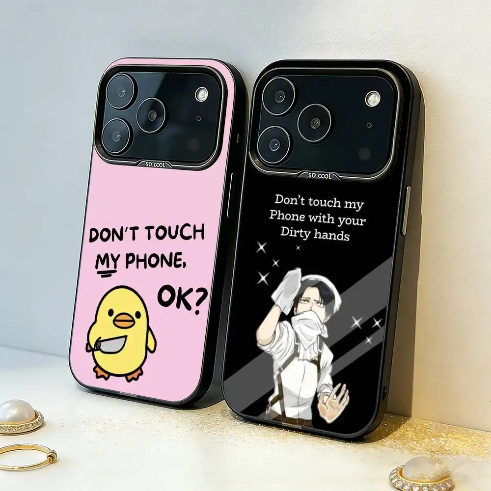 

1PC Dont Touch My Phone Phone Case For iPhone17,16,15,14,13,12,11,Pro,MAX Gray Matte Silicone Black Cover