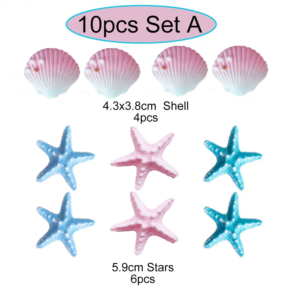 10 Stück Ozean Muschel Kuchen Topper Harz Blau Gelb Weiß Muschel Seestern Cupcake Topper für Ozean Meer Alles Gute zum Geburtstag Kuchen Dekor – Detail 7