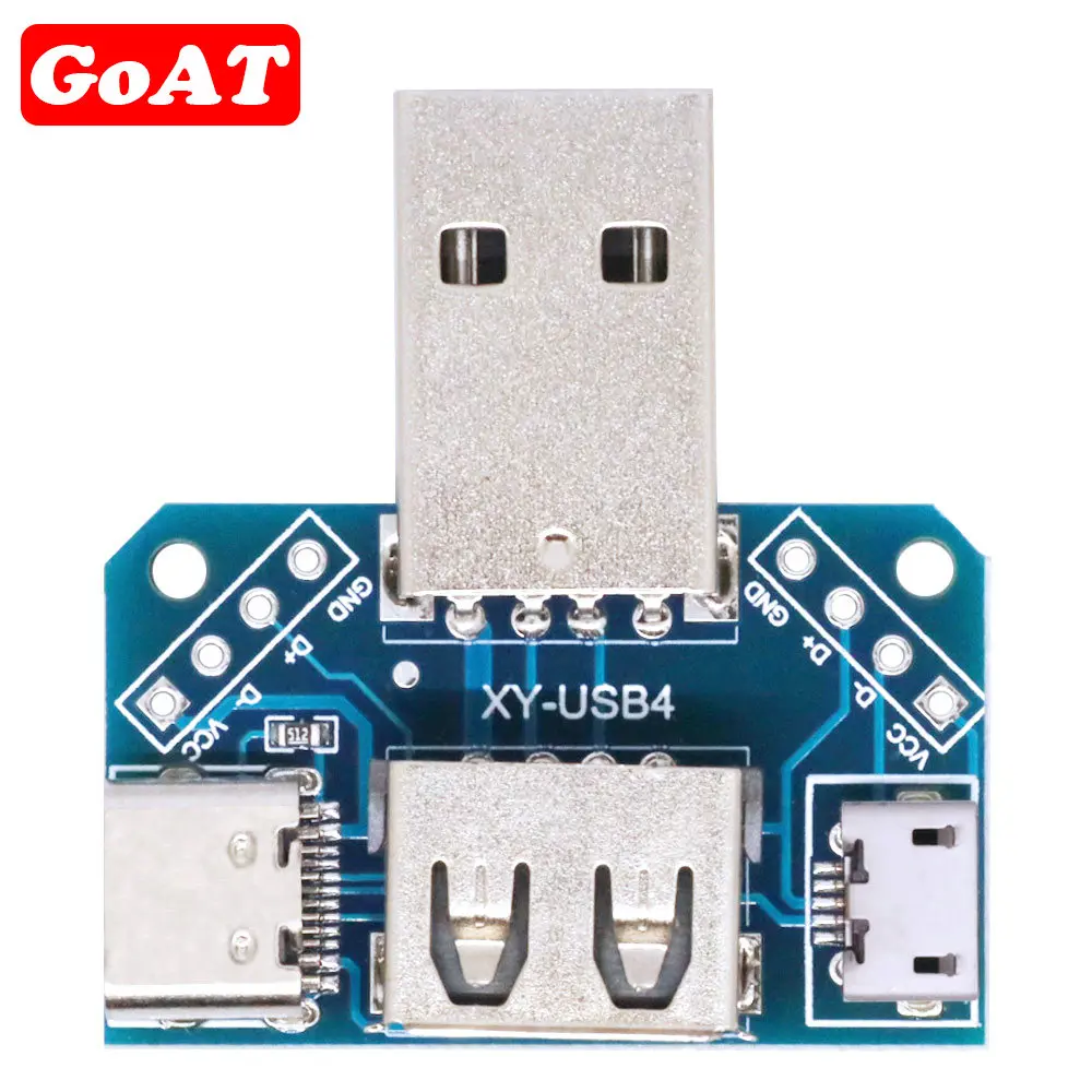 USB Head Switchboard Male USB Connector to  Type-c  Micro  Female USB 2.54-4P transfer test board USB adapter plate XY-USB4