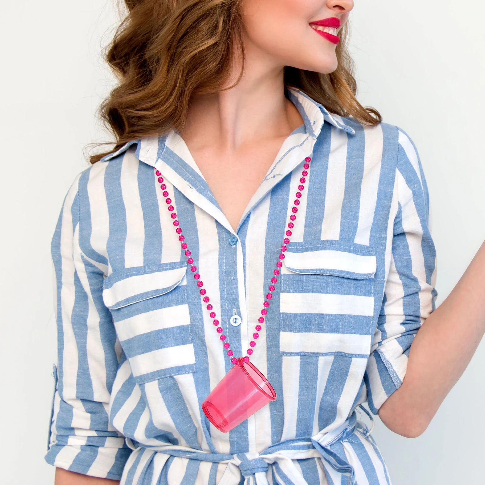 12 Uds. Collares de copa de chupito con cuentas, collares de vasos de chupito de plástico para fiesta, collar de cuentas a granel de diseño único