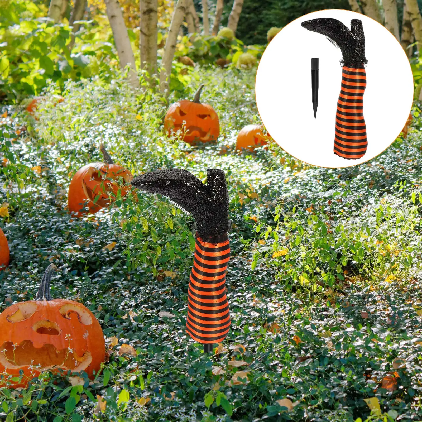 

1Set Upside Down Witch Leg Halloween Garden Yard Lawn Decoration Haunted House Body Part Outdoor Leg Adornment Stake Included