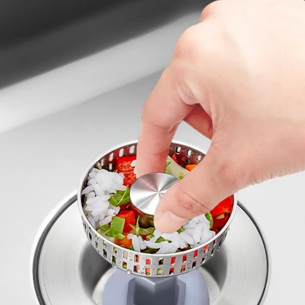 Universal Stainless Steel Kitchen Sink Drain Stopper Press Bounce Core Filter Clog Prevention Basin Sink Waste Accessory