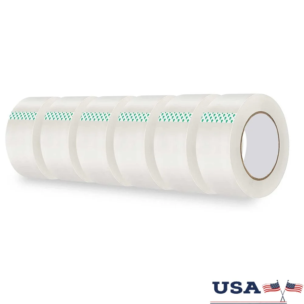 BOPP梱包テープ 1.88インチ x 109ヤード クリア 6個パック 強力粘着 引っ越し 配送 収納 重量物ボックス 環境に優しい 簡単剥がし