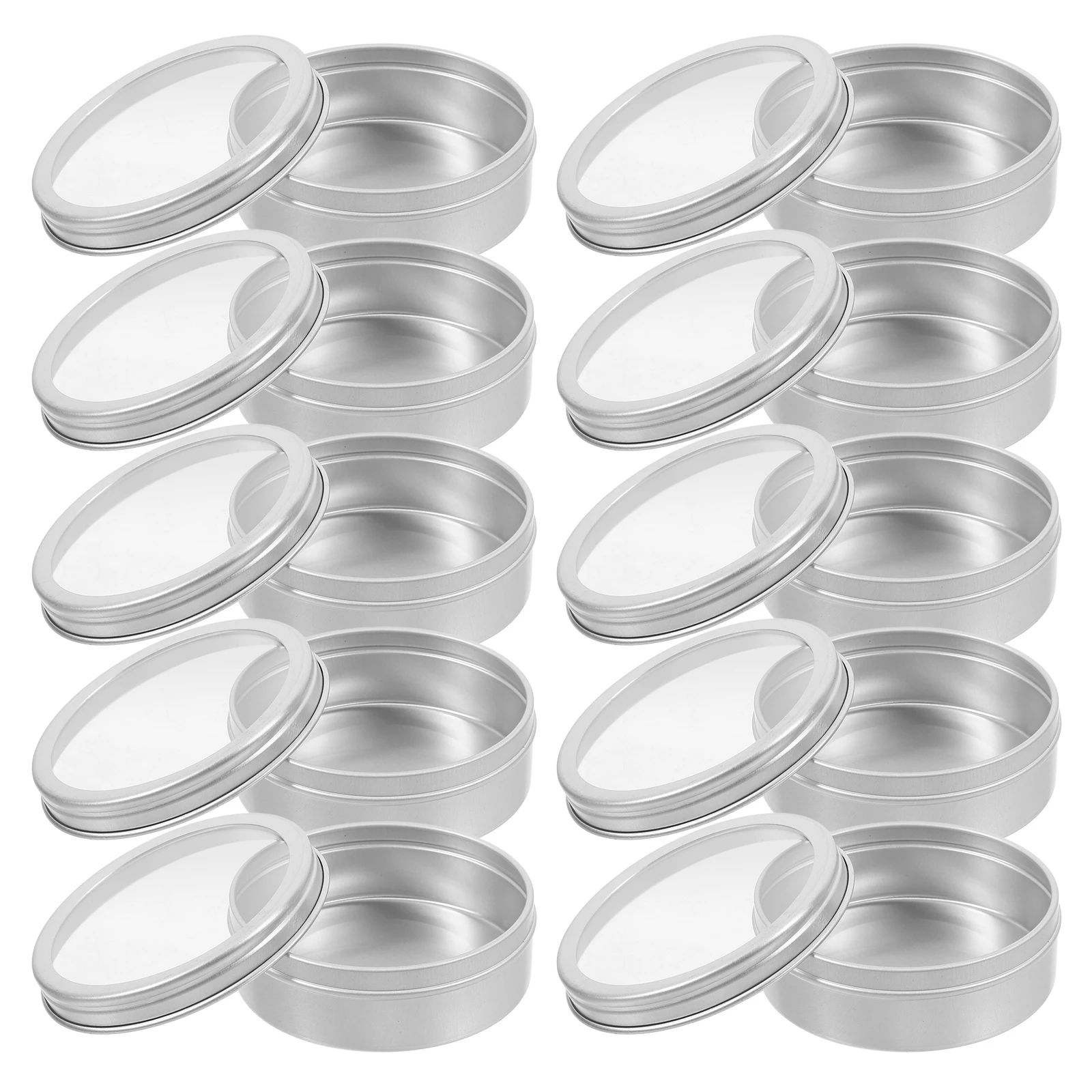 

10 Pcs Aluminum Tin Round Can Silver Food Storage Tea Coffee Sugar Container With Lid Sturdy Small Boxes Gifts Packaging