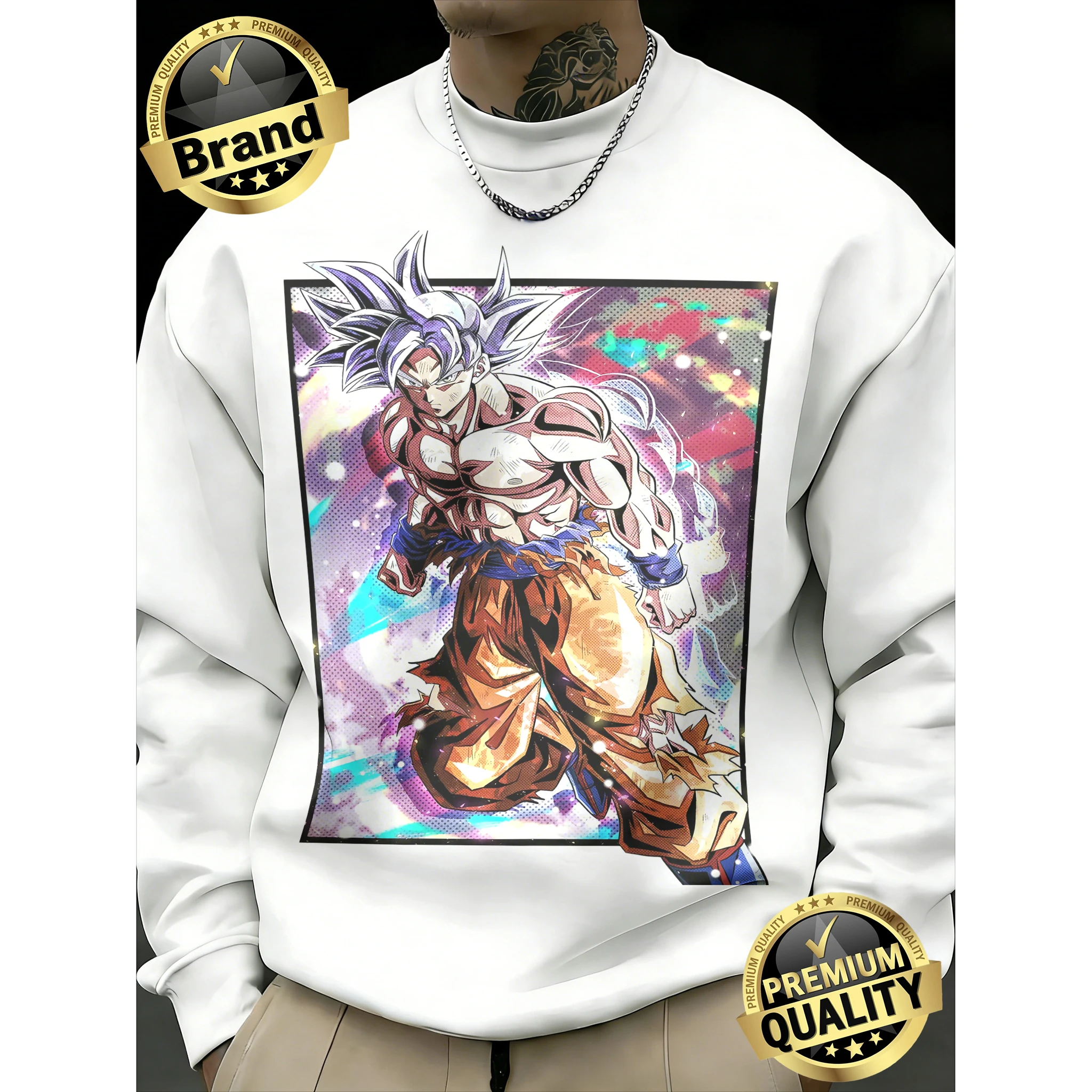 

2026 Fall Dragon Ball Goku Ultra Instinct Print 100% Cotton Crewneck Sweatshirt, Oversized Fitness Streetwear for Men & Women