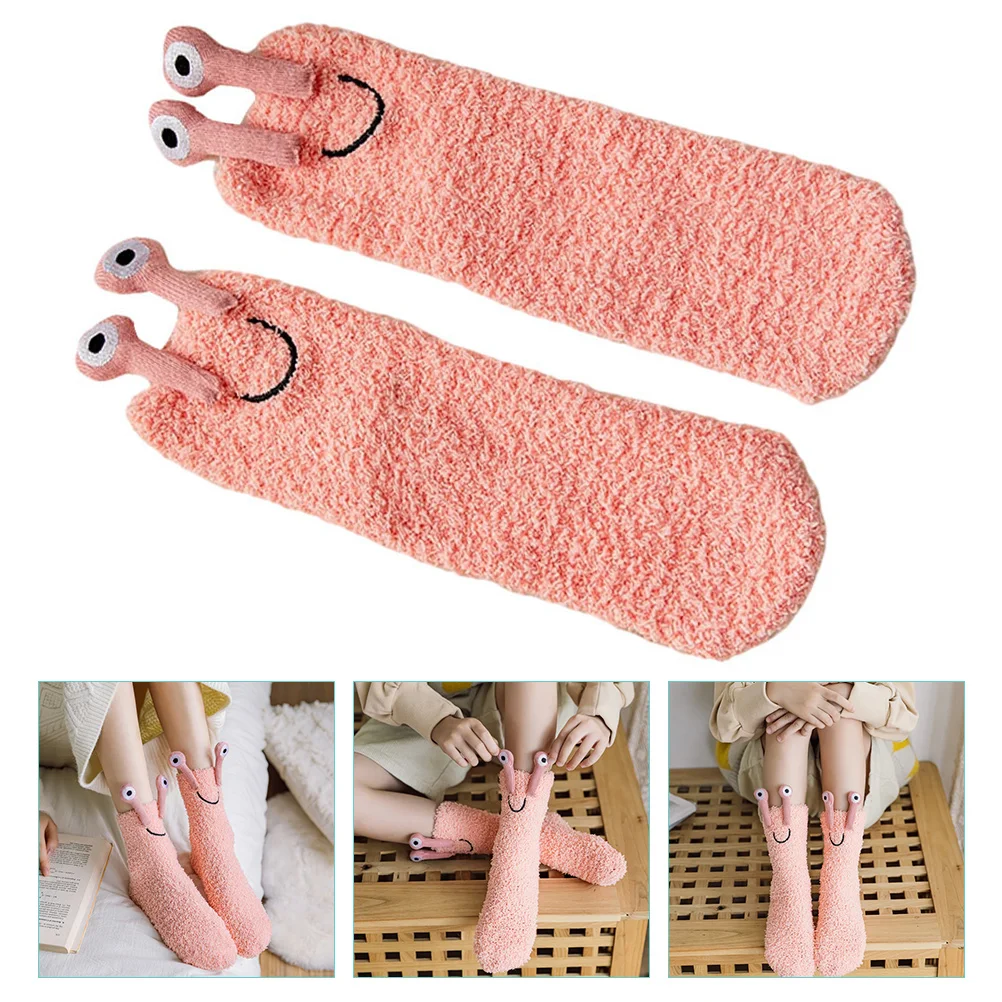 Coral Fleece Socks Fluffy Women Fuzzy for Plush Slipper with Grips Sleeping