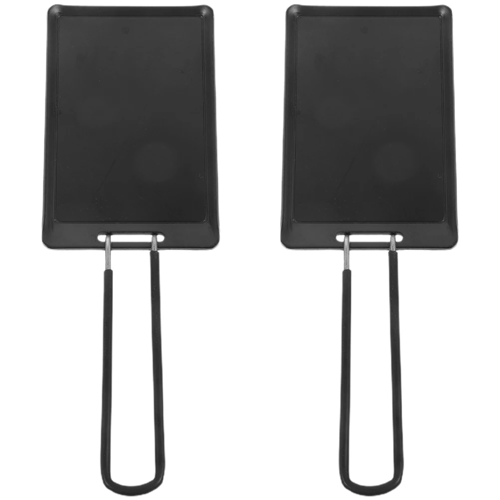 

2pcs Reusable Stainless Steel Baking Handheld Bbq Griddle Pan Even Heat Camping Grill Tray Portable Flat Frying Plate Outdoor