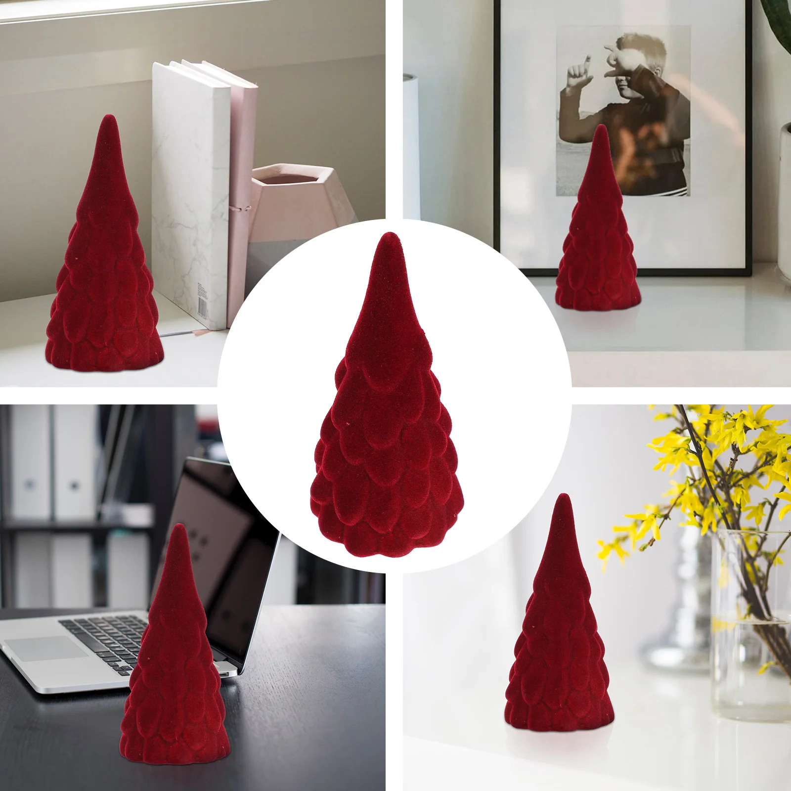 

Christmas Decor Miniature Tree Home Desktop Adornment Decorations Red Adornments
