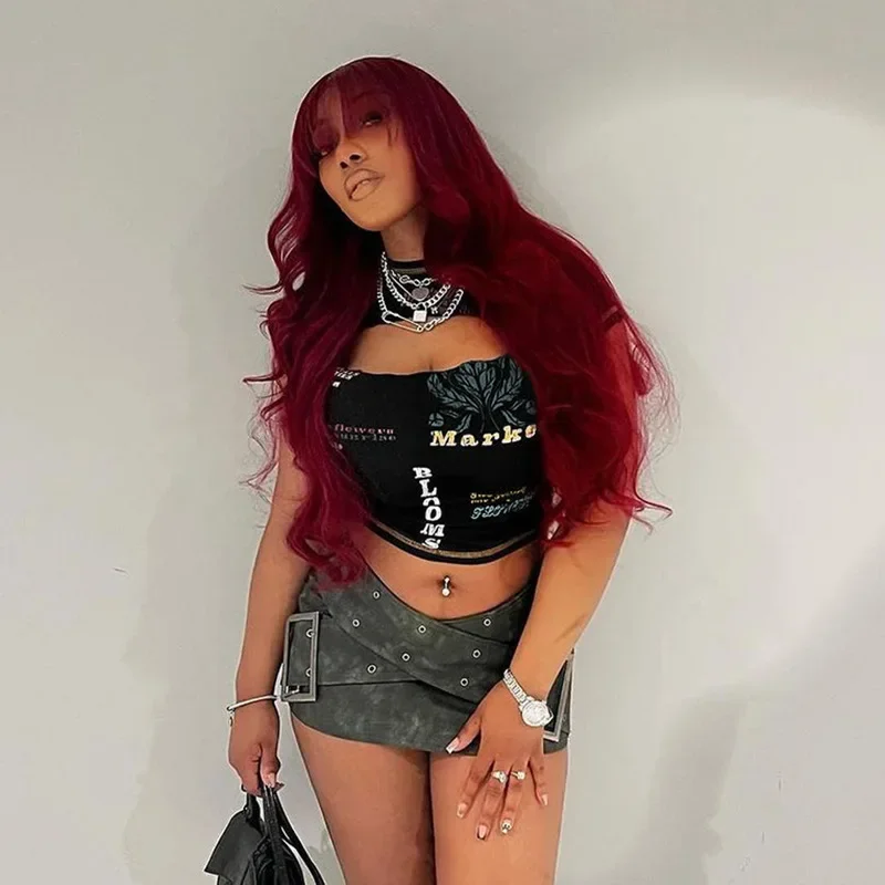 Aushöhlen Crop Top Frauen Sommer Ästhetische Kleidung Druck Y2k Zubehör Oansatz Ropa De Mujer Sexy Roupas Femininas Estilosas – Detail 10