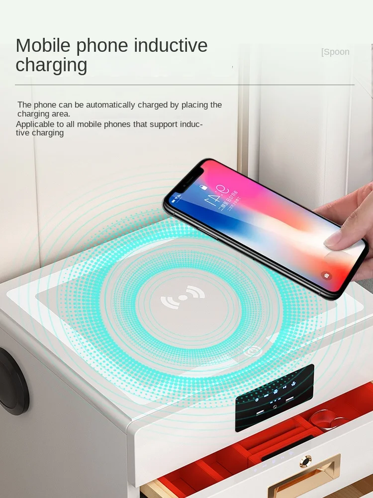 Fingerprint Password Invisible Safe Bedside Table Safe All-Steel Smart Anti-Theft Anti-Pry, WiFi Mobile Phone Remote Alarm