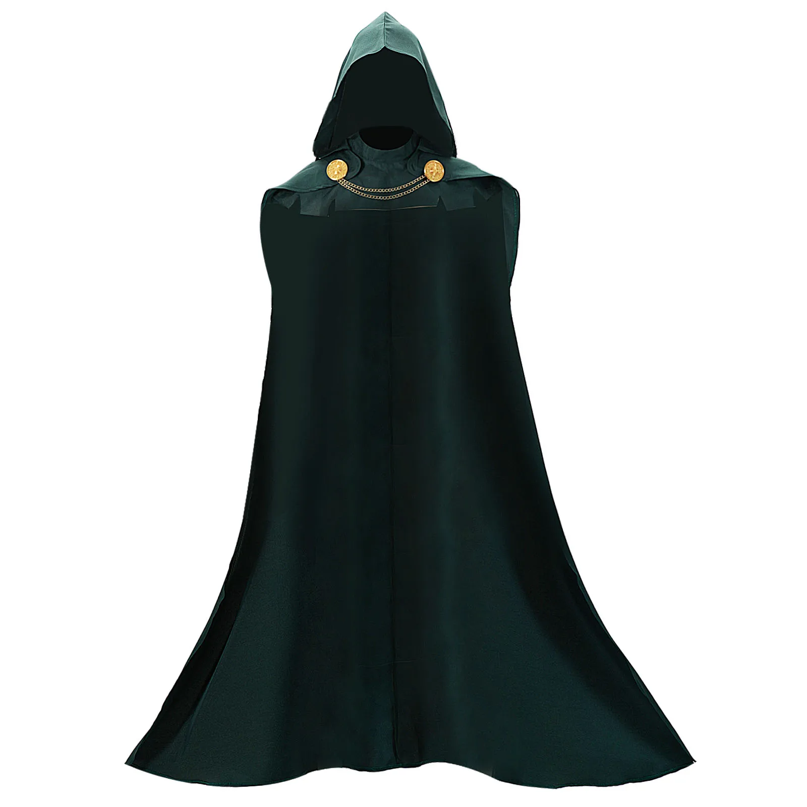 Capa Verde de Halloween para Adultos con Capucha, Capa Larga de Bruja, Superhéroe, Villano, Disfraz de Cosplay con Cuello de Cadena, Unisex