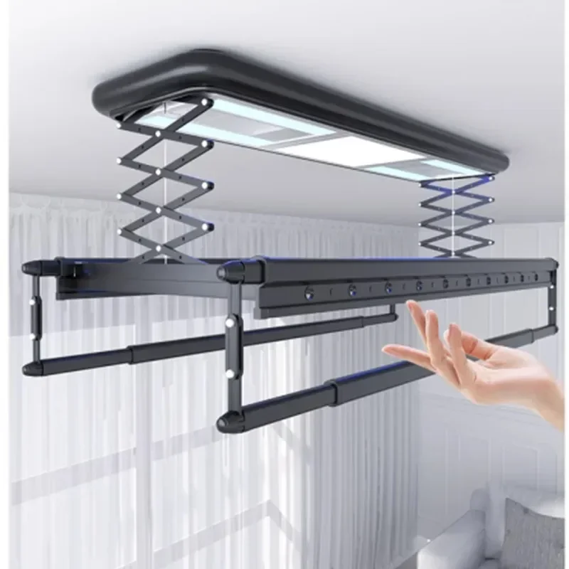 Voice-controlled wall-mounted clothes drying rack balcony lighting liftable electric washing machine new intelligent remote cont