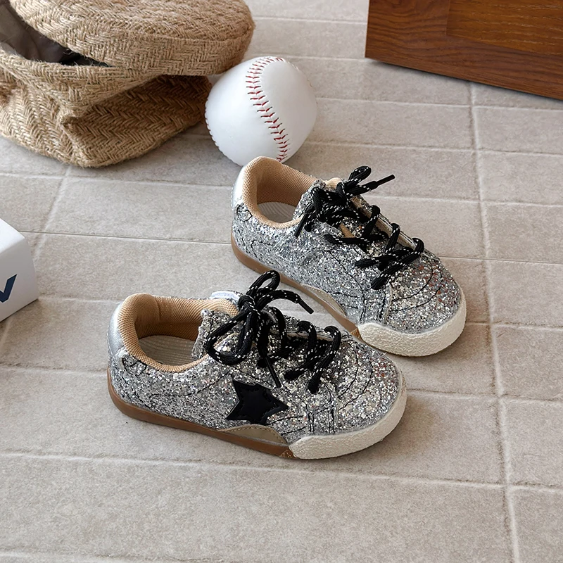 2026 Spring Autumn Children Shoes KPOP Leather Breathable Kids Casual Shoes Star Non-slip Fashion Toddler Girls Boys Sneakers