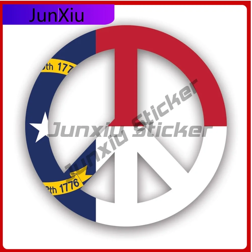 

North Carolina Flag Peace Symbol Stickerwaterproof Cute Laptop Waterproof Vinyl Decal For Laptops Protection High Quality