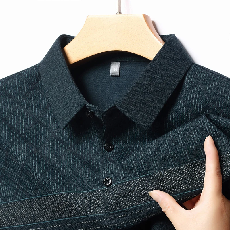 

Luxury brand men's 2024 Autumn New Long Sleeved 3D Pocket Printed Thick Polo Shirt Fashion Lapel Soft T-Shirt Top Men's Clothing