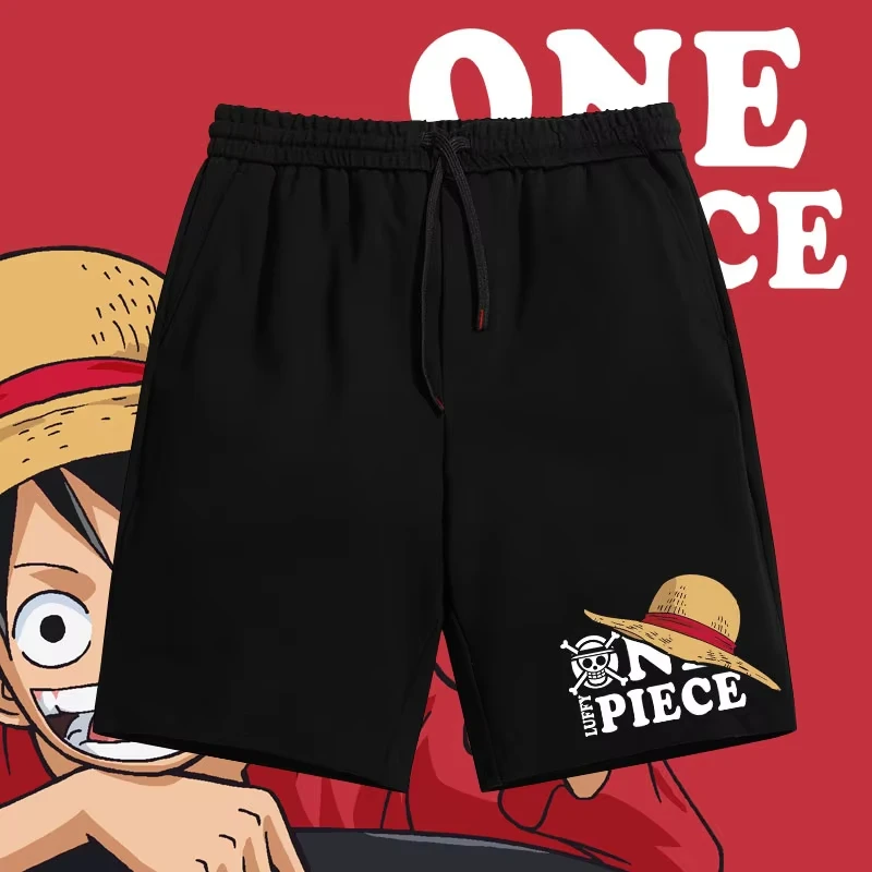 

One Piece Print Shorts Man Summer Women Cotton Casual Breathable Five-Point Pants Quick-drying Beach Gym Shorts Anime Peripheral