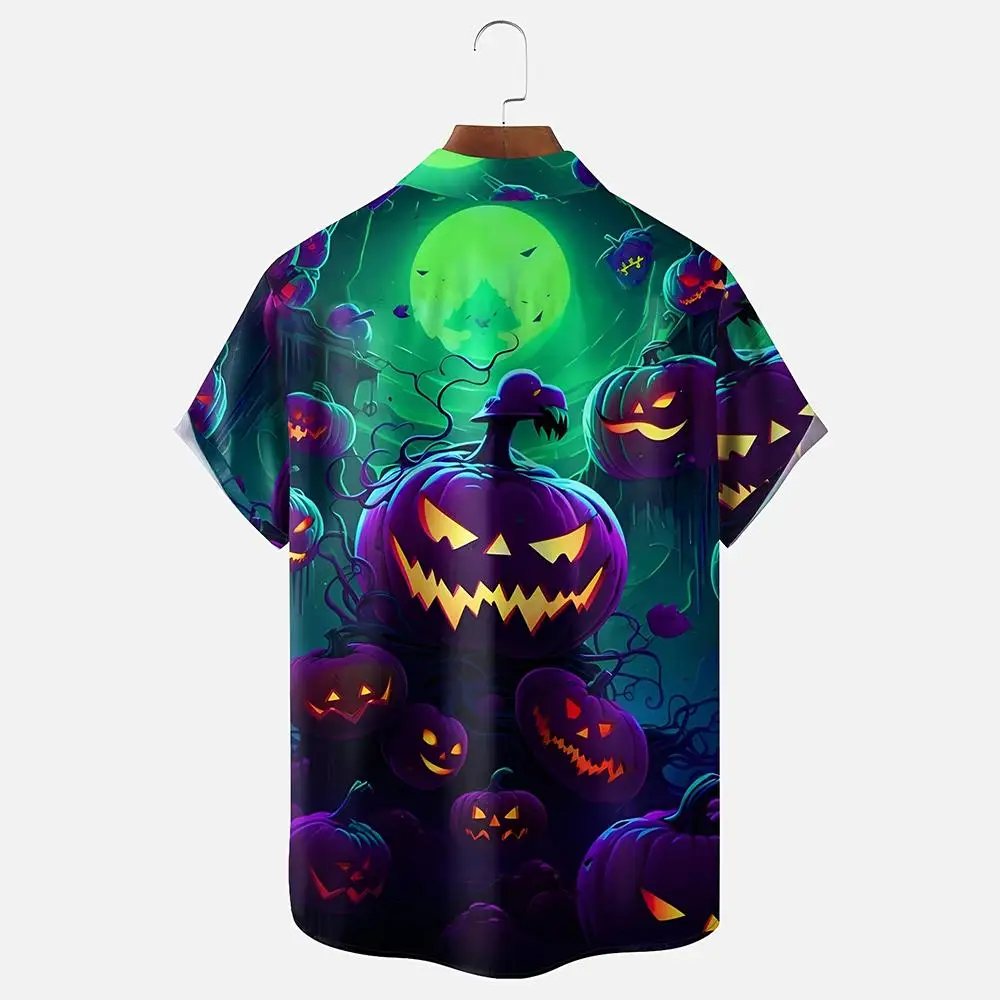 Halloween Festival Street Fashion Trend Shirt Horror Pumpkin 3D Printed Short Sleeve Tops Unisex Party Casual Breathable Blouse