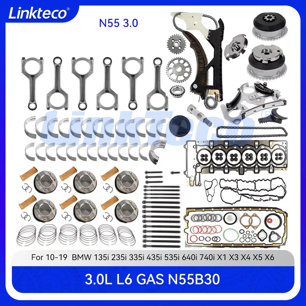 

Engine Rebuild Timing Chain Kit Crankshaft Main Connecting Rod Bearing Set For 3.0 T L BMW 135i X1 X3 X4 X5 X6 N55 N55B30 3.0L