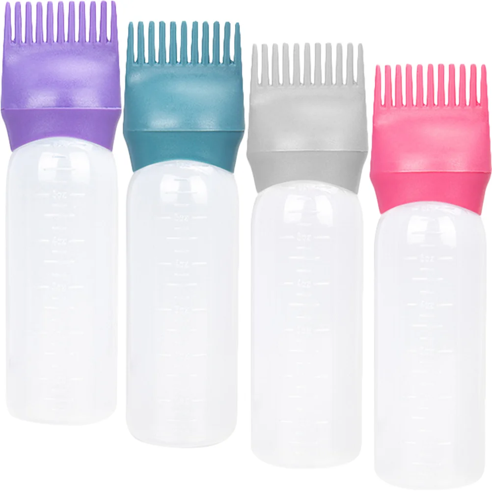 4 Pcs Hair Color Comb Bottle Coloring Bottles Dye Root Combs Salon Oil Applicator Cleaning Hairdressing Tools