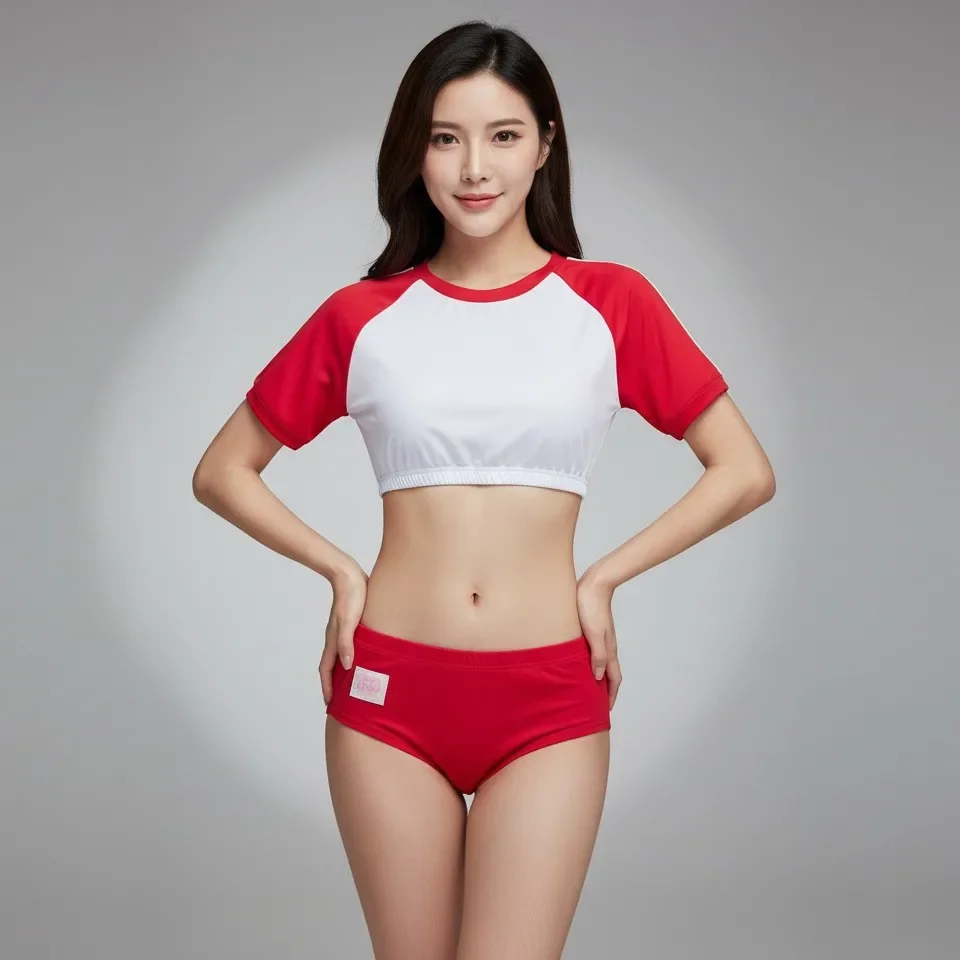 

Anime Cosplay Japanese Swimsuit Sukumizu Short Sleeve Swimsuit Top&Triangle-Bottom Cosplay Aerobics Beachwear Japan Bathing Suit