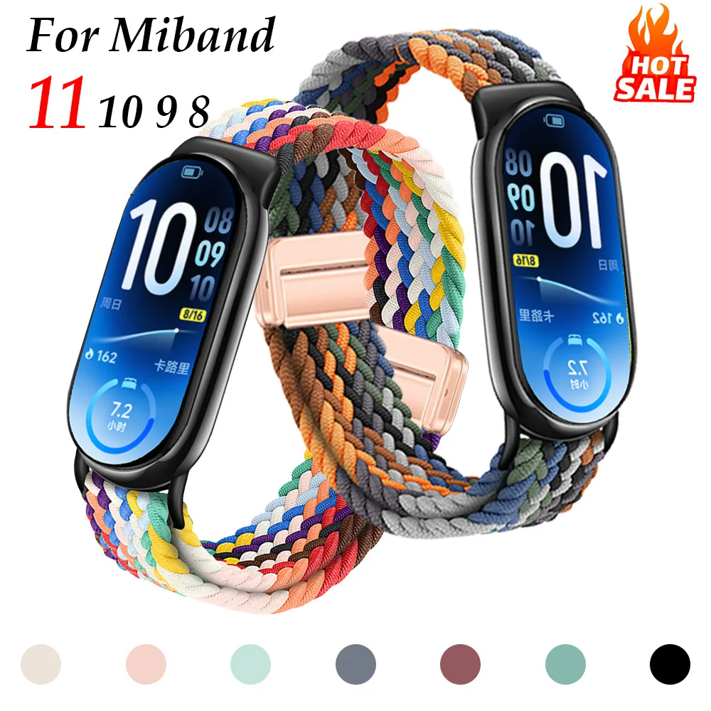 Braided Strap for Xiaomi Mi Band 11 10 NFC Accessories Replacement Belt Magnetic Wristband Correa Bracelet Miband8 9 Watch Strap