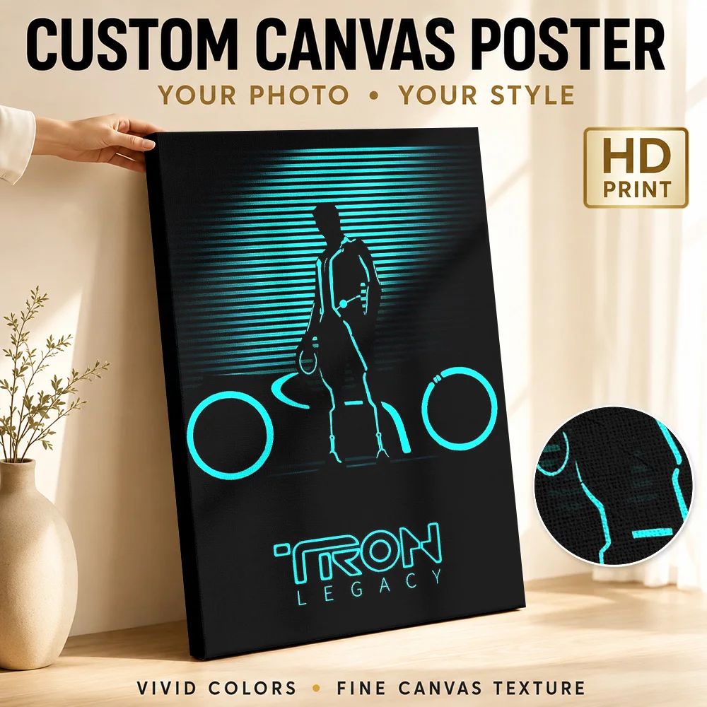 Tron Legacy Silhouette Canvas Painting Poster Custom Modern Aesthetic Canvas Wall Art for Office Decor Ready to Hang Home Gift