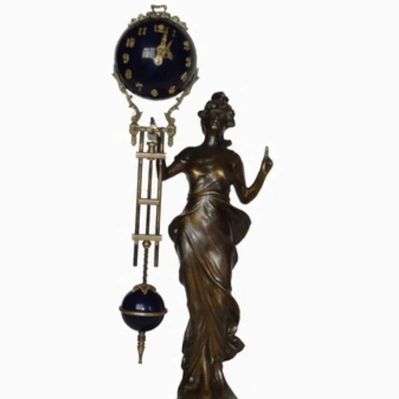 Shake Pendulum Clock Antique Mechanical Pure Copper Pendulum Clock Classical Clock Western Character Old Play Fun