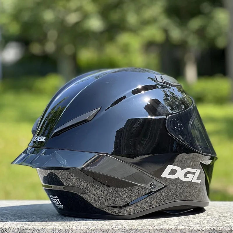 Motorrad-Integral-Motorradhelm, Reitspoiler, Unisex-Helm, Casque DOT-zugelassener, heller schwarzer Helm der Marke DGL