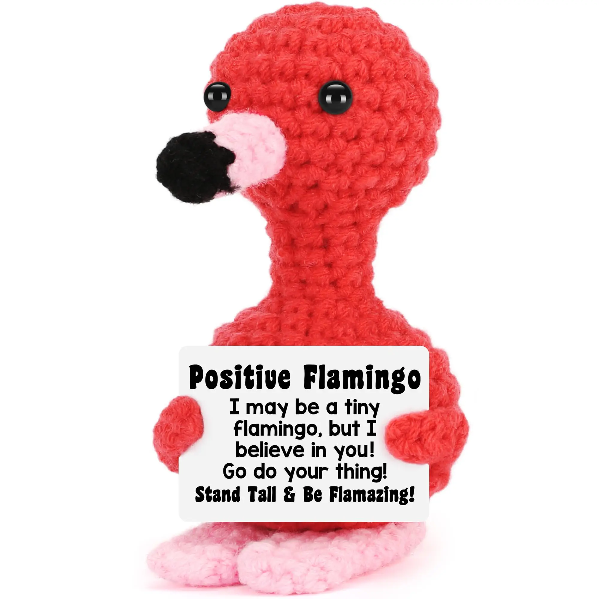 Mini Flamingo Birthday Gift, Halloween/Christmas Gift for Friends, Positive Crochet Shark, Penguin, Duck Animals, Emotional Inspirational Support Handmade Flamingo Decorations