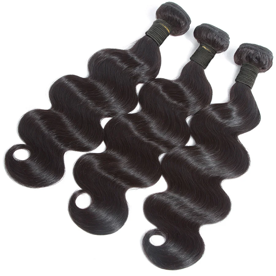 Tissage de cheveux humains brésiliens Body Wave avec fermeture, partie libre, faisceaux naturels, fermeture à lacet, 4x4, 3 faisceaux