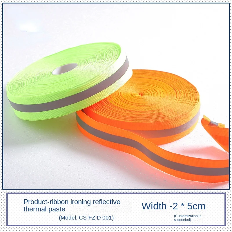 Safety webbing 2cm direct selling fluorescent ribbon reflective hot seam tape ribbon 5cm hot ironing bag reflective tape