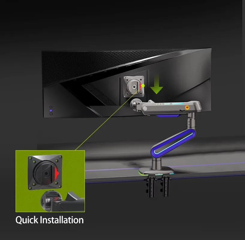 ذراع شاشة الألعاب ERGONOMIC لشاشات مسطحة/واسعة للغاية/منحنية 32 إلى 60 بوصة حامل شاشة عالي التحمل VESA Mount G70