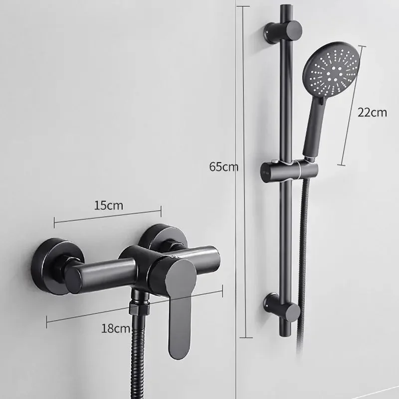 Hot Selling Single Handle Matte Black Wall Install Rain Shower System Stainless Steel Bathroom  Faucet Mixer