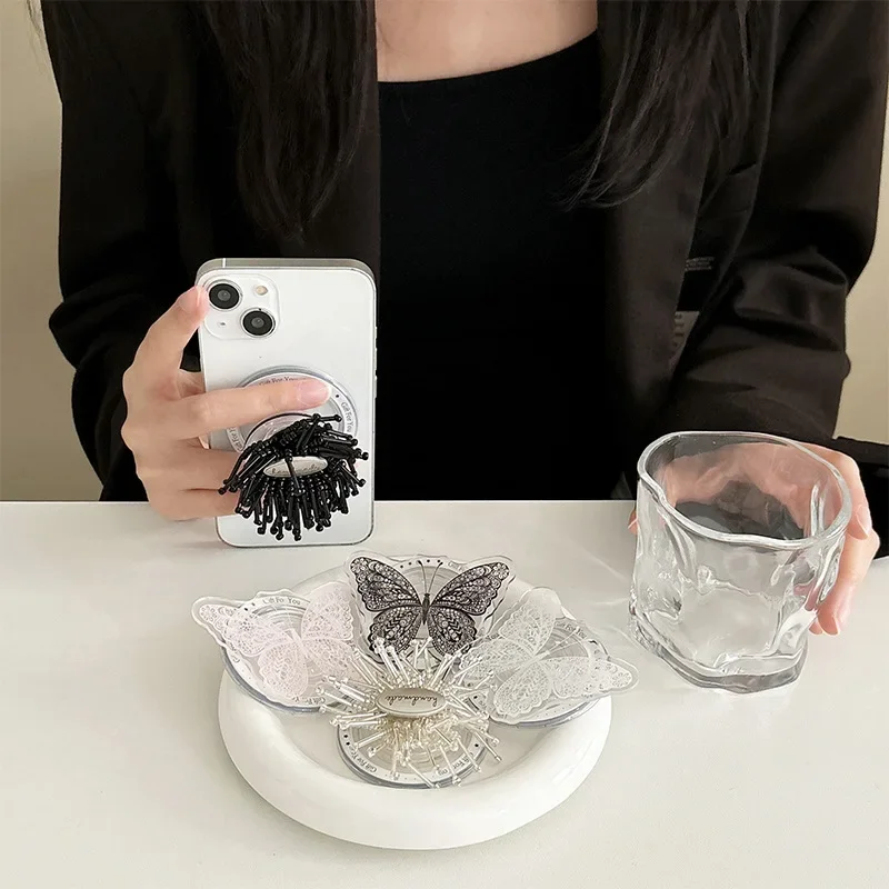 Finger Ring Holder Magnetic Stand for IPhone 16 15 14 13 Support Telephone Mobilephones Grip Tok Butterfly Pocket Socket Bracket