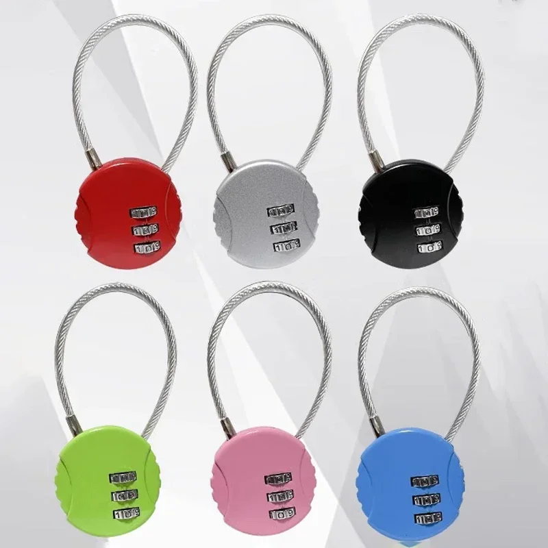 Mini 3 Digit Combination Padlock Travel Suitcase Luggage Backpack Metal Combination Lock Anti-theft Wire Rope Lock Drawer Lock