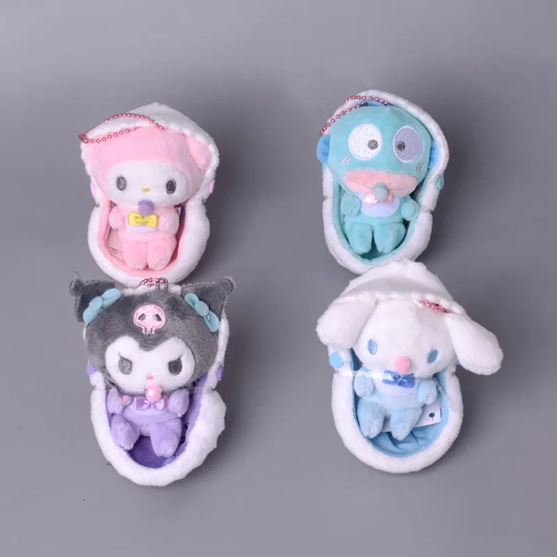 New Cartoon Sanrio Cute Kuromi My Melody Cinnamoroll Pacifier Baby Cradle Plush Doll Pendant Women's Bag Pendant Children's Gift