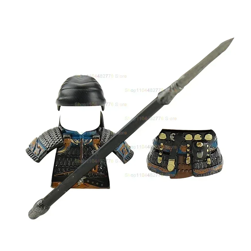 Armure lourde de la dynastie Tang, soldats, figurines d'action de l'armée ancienne, accessoires, bouclier de lance épée, blocs de construction, poupées, jouets cadeaux