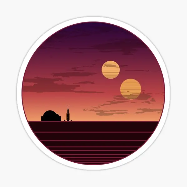 The Binary Sunset  5PCS Stickers for Background Anime Cute Room Laptop Wall Art Decor  Window Bumper Home Funny Living Room