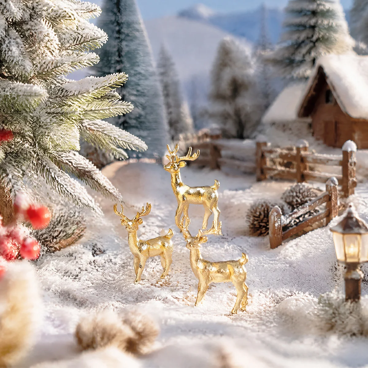 3 Pieces, Christmas Decoration, Christmas Miniature Landscape Deer Decoration, Suitable For Tabletop Decoration Scenarios