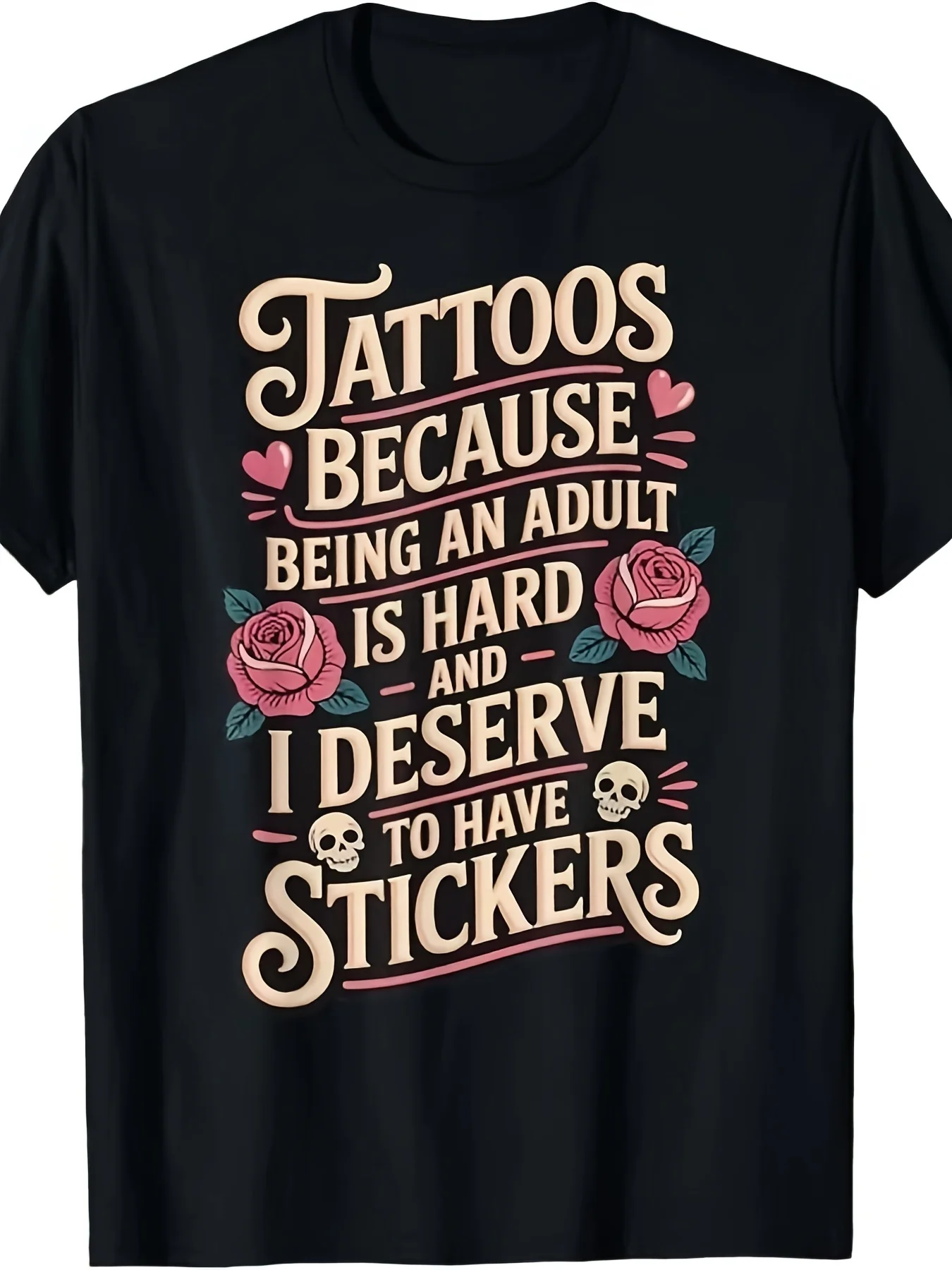 Men's Funny Because Being An Adult Is Hard T-Shirt - Retro Humorous  Tee with Round Neck,  Casual Shirt Suitable for Gifts, American Streetwear Apparel for Adults, Year-Round Comfortable Wear