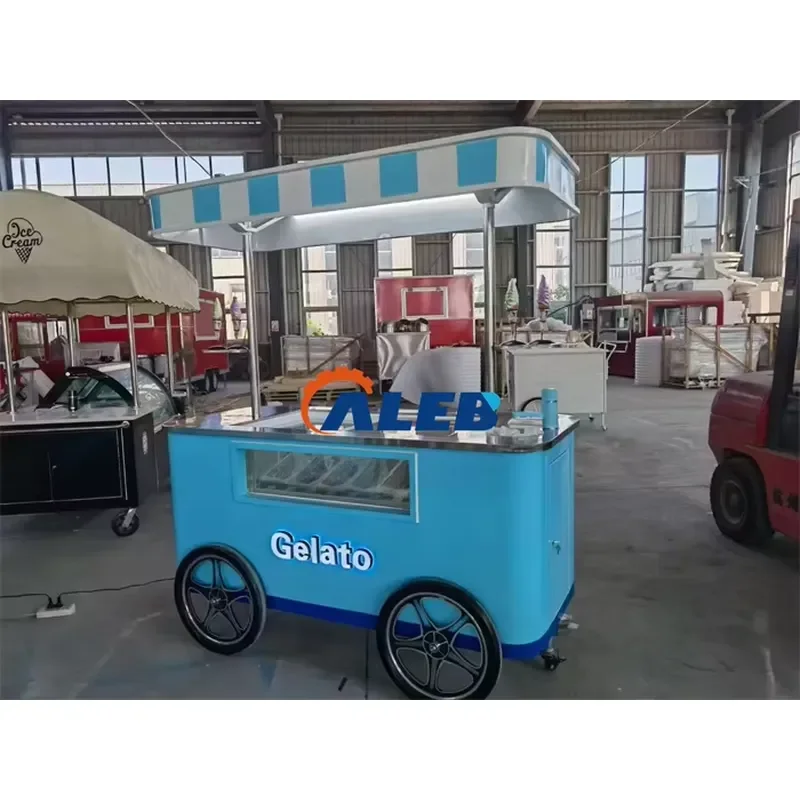 YWM Certificate Hot Sale Fully Equipped Small Food Truck Outdoor Fast Food & Ice Cream Hand Cart Snack Machines Trailers