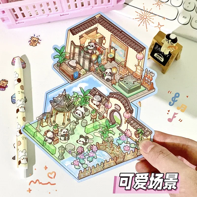 Pegatinas de paisaje en miniatura 3D, pegatina clásica para aliviar el estrés para adultos y niños, regalo creativo de moda de cumpleaños de Año Nuevo