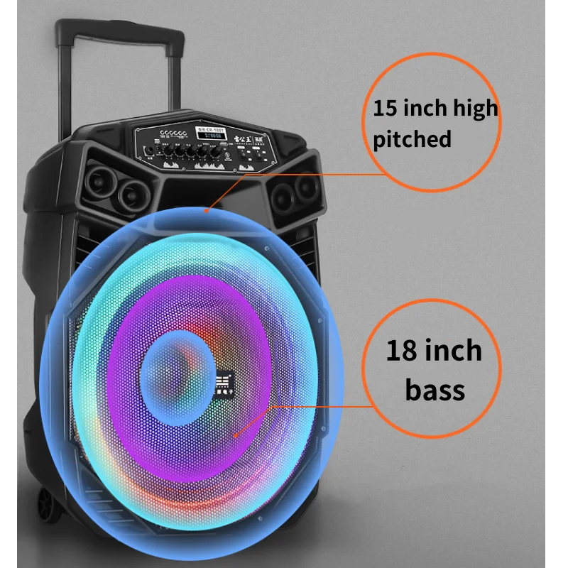 Outdoor portable mobile card insertion Colorful floodlight wireless Bluetooth speaker 1000W high-power subwoofer sound system