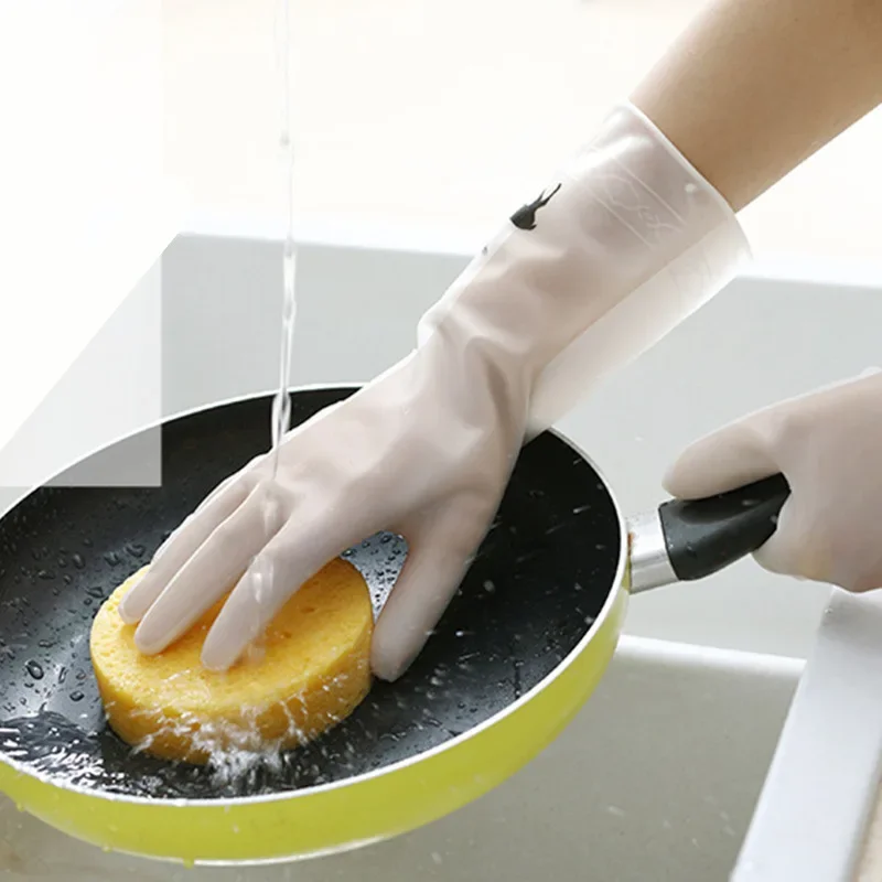 Female Waterproof Rubber Latex Dishwashing Gloves Kitchen Durable Cleaning Housework Chores Dishwashing Tools