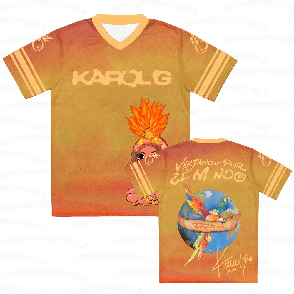 Sommer Herren Damen Karol G Trikot Fußballtrikot V-Ausschnitt Kurzarm T-Shirt Unisex Streetwear Mode T-Shirt Oberteile – Detail 7
