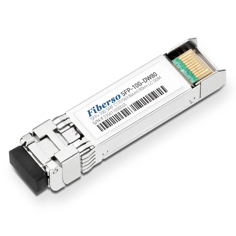 Fiberso SFP+ 10G DWDM ITU-GRD Module 80km SM Fiber Optical Transceiver for Network Switches Transmission